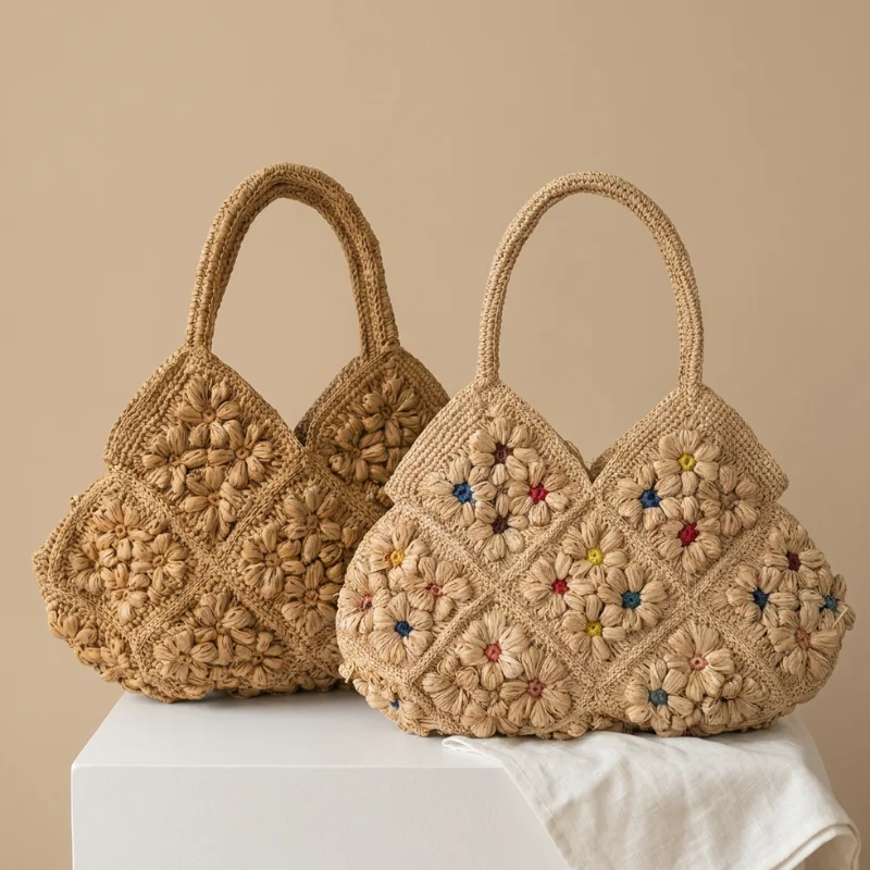 Straw Three-dimensional Floral Handbag Stylish Large-capacity Hand-woven Tote Bag Exquisite Floral Summer Vacation Beach Bag
Straw Three-dimensional Floral Handbag Stylish Large-capacity Hand-woven Tote Bag Exquisite Floral Summer Vacation Beach Bag