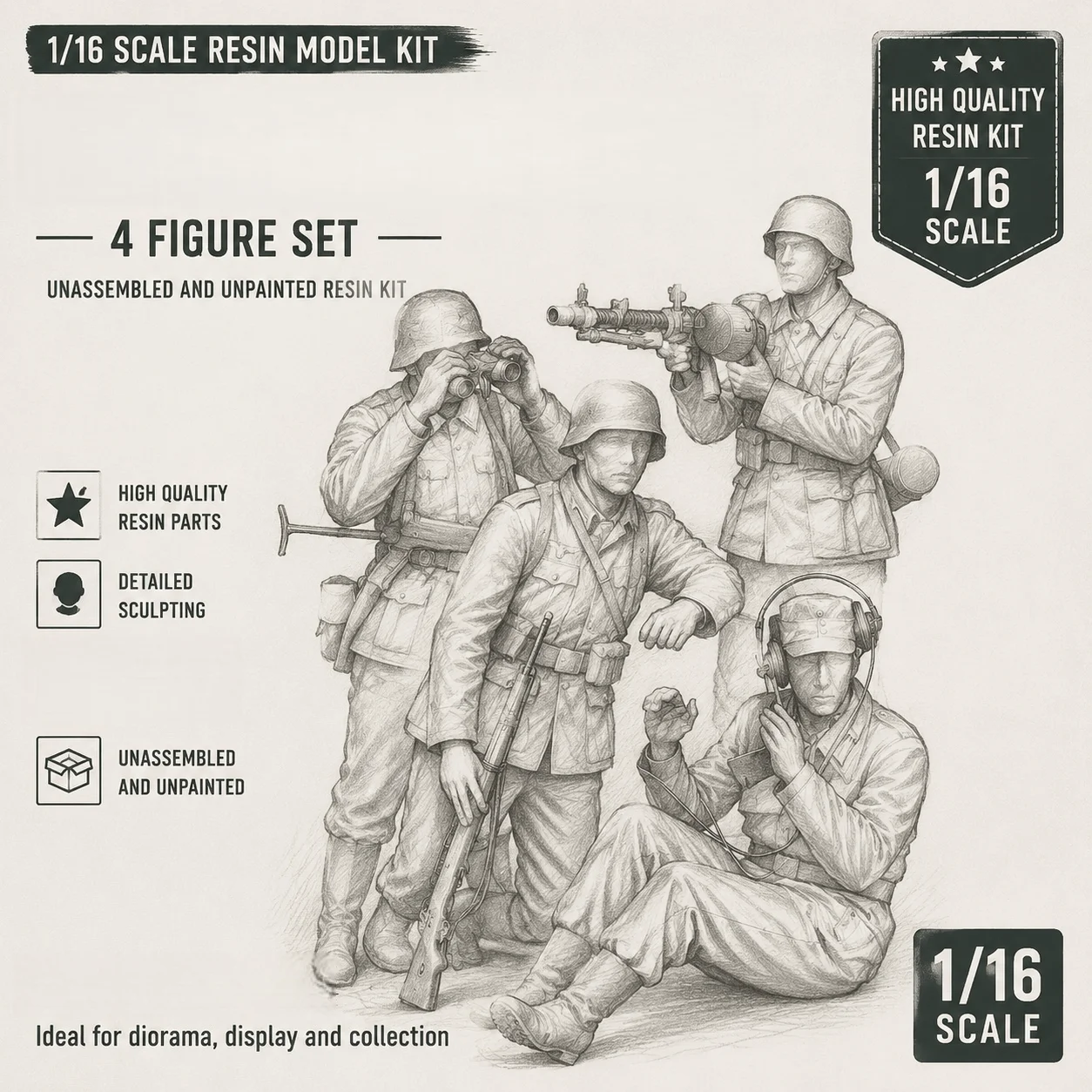 High Quality 1/16 Casting Resin Model Assembly Kit, Assault Squad, Unpainted
High Quality 1/16 Casting Resin Model Assembly Kit, Assault Squad, Unpainted