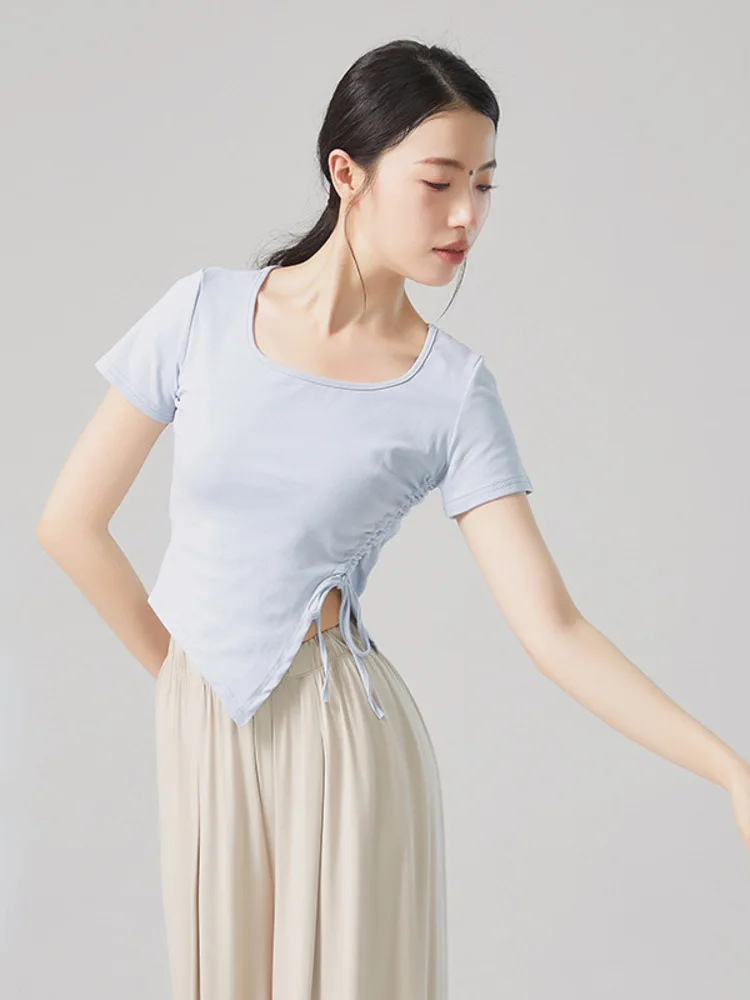 Modern Dance Fashionable Spicy Girl T-shirt for Woin Summer Slim Fit Drawstring Irregular Design Short Sleeved Top Modern Dance
Modern Dance Fashionable Spicy Girl T-shirt for Woin Summer Slim Fit Drawstring Irregular Design Short Sleeved Top Modern Dance