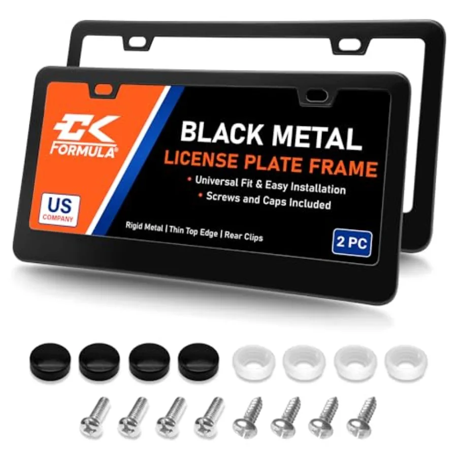 Matte Black License Plate Frames - 2 Pack, Stainless Steel Metal, Weather and Rust-Proof, Rattle-Free, Slim 2 Hole Design Unive
Matte Black License Plate Frames - 2 Pack, Stainless Steel Metal, Weather and Rust-Proof, Rattle-Free, Slim 2 Hole Design Unive