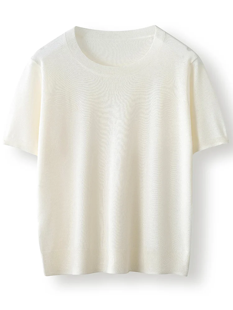 Basic Summer Women T Shirts Worsted Merino Wool Female Knitted Pullover Half Sleeve O-Neck Thin Soft Clothing Tops Solid Sweater
Basic Summer Women T Shirts Worsted Merino Wool Female Knitted Pullover Half Sleeve O-Neck Thin Soft Clothing Tops Solid Sweater