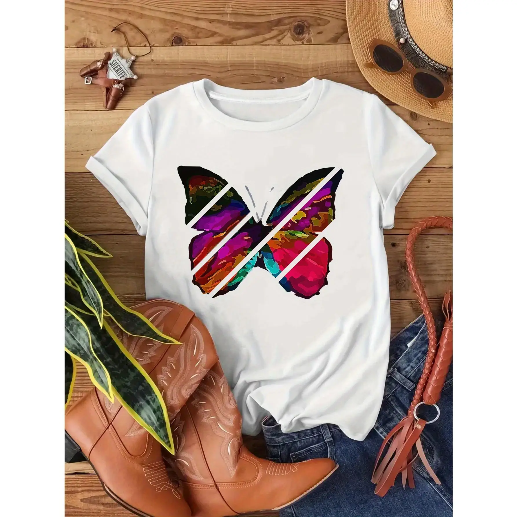 Abstract Butterfly T Shirt Women Colorful Graphic Tee Art Print Aesthetic Oversized Summer Loose Fit Fashion Streetwear Top
Abstract Butterfly T Shirt Women Colorful Graphic Tee Art Print Aesthetic Oversized Summer Loose Fit Fashion Streetwear Top