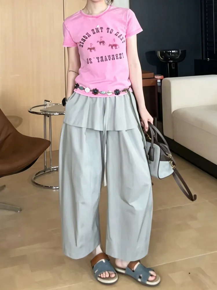 Korean Style Casual Straight Leg Pants Women's Summer New Loose Slimming Nine Points Pants High Waist Trousers for Ladies
Korean Style Casual Straight Leg Pants Women's Summer New Loose Slimming Nine Points Pants High Waist Trousers for Ladies