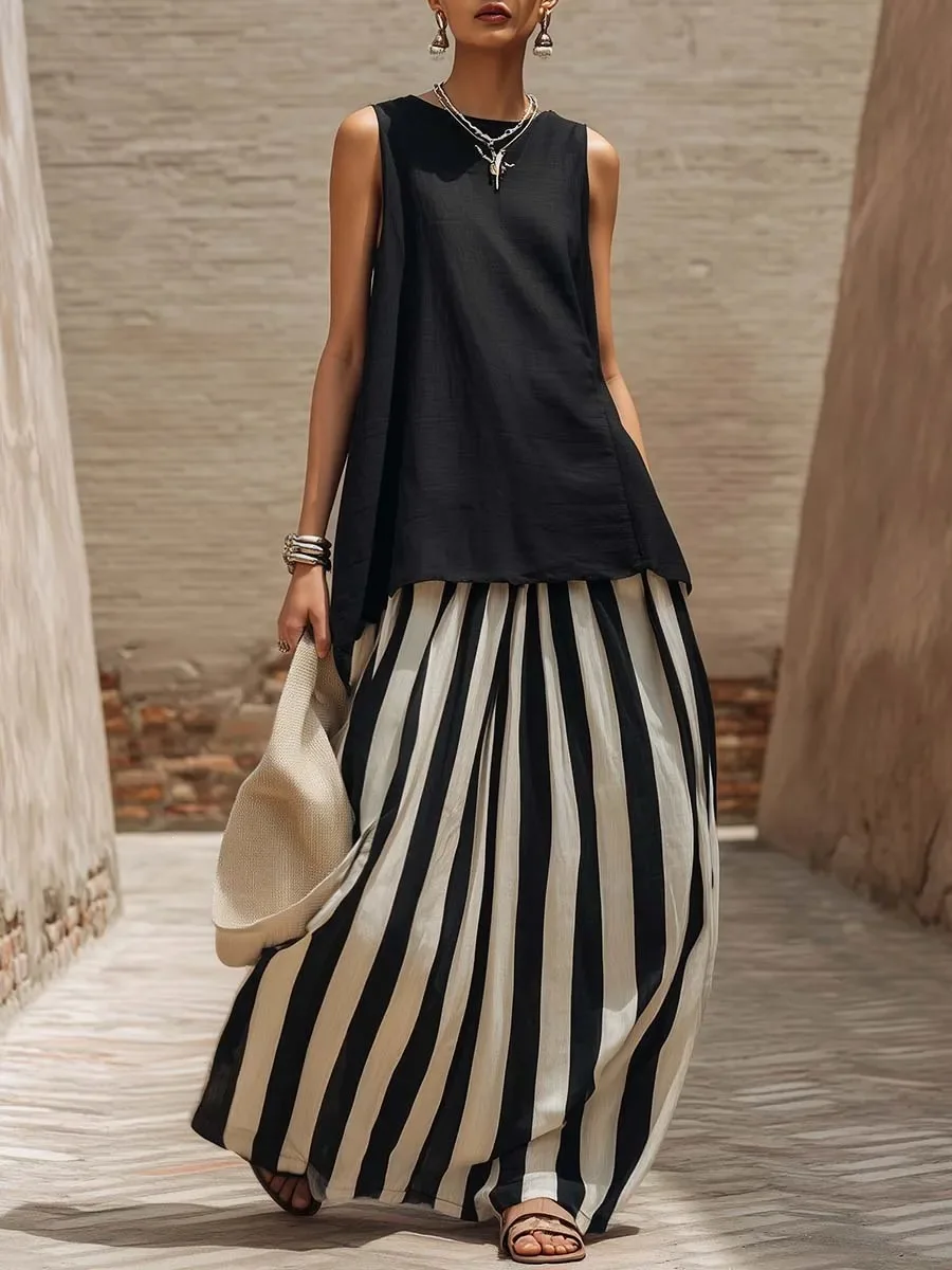 2026 Boho Two Piece Sets Women Casual Solid Sleeveless Tank Top Striped High Waist Skirts Suit Summer Holiday Vacation Outfit
2026 Boho Two Piece Sets Women Casual Solid Sleeveless Tank Top Striped High Waist Skirts Suit Summer Holiday Vacation Outfit