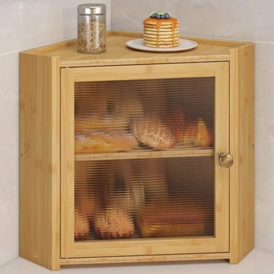 Corner Bread Box for Kitchen Countertop, Large Bread Container Storage Vintage Wooden Farmhouse Bread Box with Window for Homem
Corner Bread Box for Kitchen Countertop, Large Bread Container Storage Vintage Wooden Farmhouse Bread Box with Window for Homem