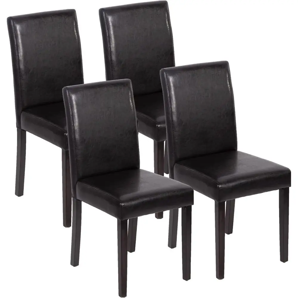 Set of 4 Black Leather Dining Chairs with Waterproof PU Cushions and Wooden Legs for Home or Restaurant Use
Set of 4 Black Leather Dining Chairs with Waterproof PU Cushions and Wooden Legs for Home or Restaurant Use