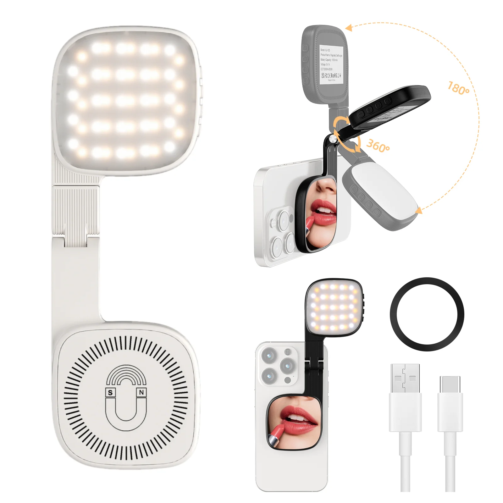Multi-functional Mobile Phone Magnetic Selfie Mirror Mini Fill Light 3 Colour Adjustable Reversible Portable Fill Light Bracket
Multi-functional Mobile Phone Magnetic Selfie Mirror Mini Fill Light 3 Colour Adjustable Reversible Portable Fill Light Bracket