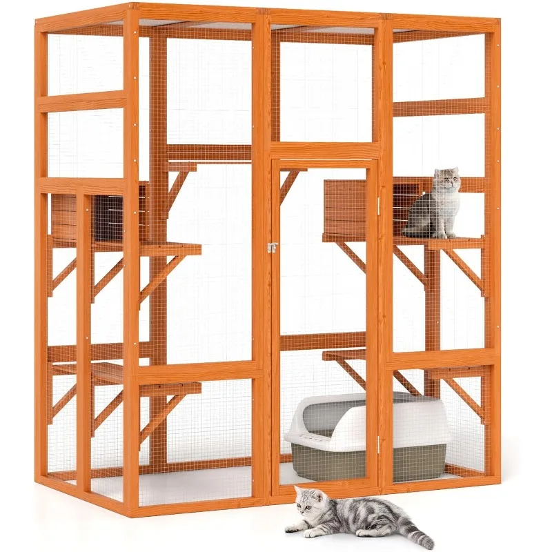 71-дюймовый большой деревянный уличный кошачий шкаф Catio с жердонами и презервативами, домашний кошачий домик с водонепроницаемой крышей, укрытие для кошек 7 Pl
71-дюймовый большой деревянный уличный кошачий шкаф Catio с жердонами и презервативами, домашний кошачий домик с водонепроницаемой крышей, укрытие для кошек 7 Pl