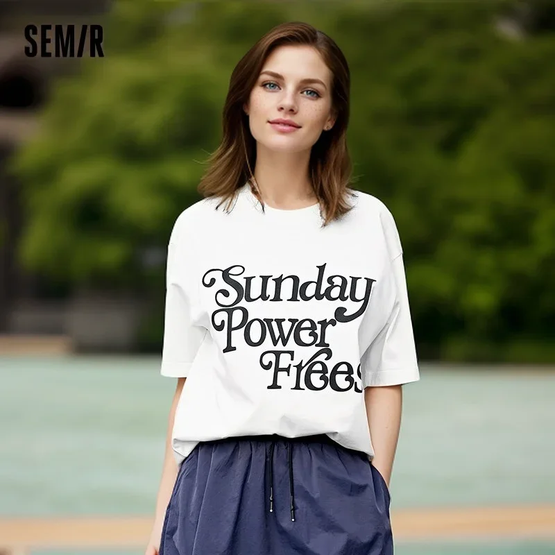 SemirShort Sleeve T-Shirt Women Medium-Length Round Neck Drop Shoulder Loose Simple 2024 New Summer Fashion Letter Pullover T sh
SemirShort Sleeve T-Shirt Women Medium-Length Round Neck Drop Shoulder Loose Simple 2024 New Summer Fashion Letter Pullover T sh