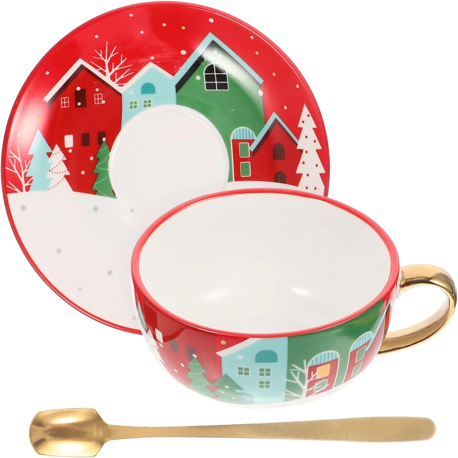 Christmas Ceramic Coffee Mug Set with Spoon & Saucers - Festive Office/Home Gifts - Latte Mugs, Drinkware for Merry Holidays
Christmas Ceramic Coffee Mug Set with Spoon & Saucers - Festive Office/Home Gifts - Latte Mugs, Drinkware for Merry Holidays