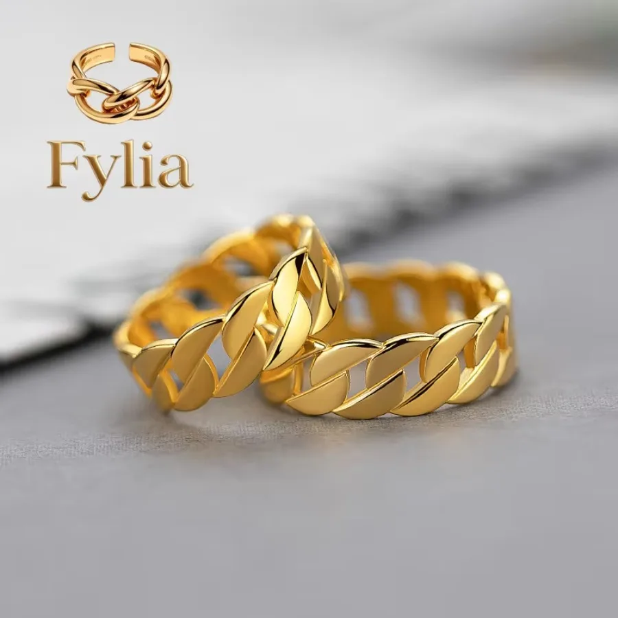 Fylia Jewelry 24K real gold Cuban Chain Ring Fashion ins simple design Internet celebrity 9999 gold cold wind chain ring
Fylia Jewelry 24K real gold Cuban Chain Ring Fashion ins simple design Internet celebrity 9999 gold cold wind chain ring