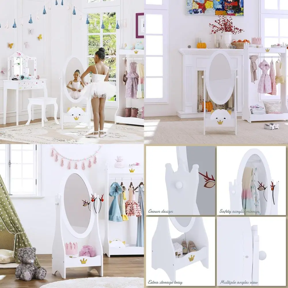 Регулируемое деревянное напольное зеркало для детей 3-7 лет, белое, с местом для хранения
Регулируемое деревянное напольное зеркало для детей 3-7 лет, белое, с местом для хранения