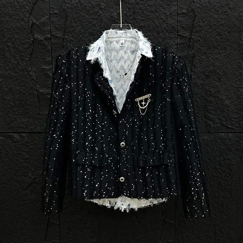 Niche Designer Advanced Design Sequined Decorative Tassels Frayed Coat Men's Korean-Style New Black Short Jacket
Niche Designer Advanced Design Sequined Decorative Tassels Frayed Coat Men's Korean-Style New Black Short Jacket