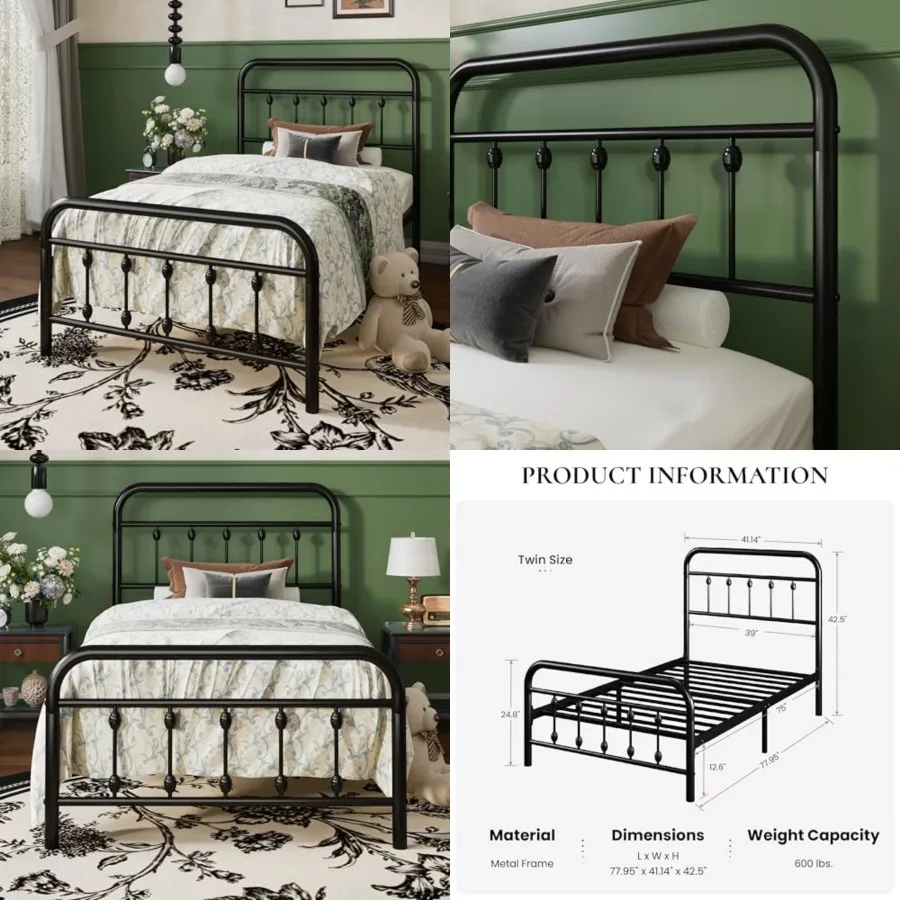 Size Metal Platform Bed Frame with Victorian Style Iron-Art Headboard and Footboard, Easy Assembly, Under Bed Storage, No Box S
Size Metal Platform Bed Frame with Victorian Style Iron-Art Headboard and Footboard, Easy Assembly, Under Bed Storage, No Box S