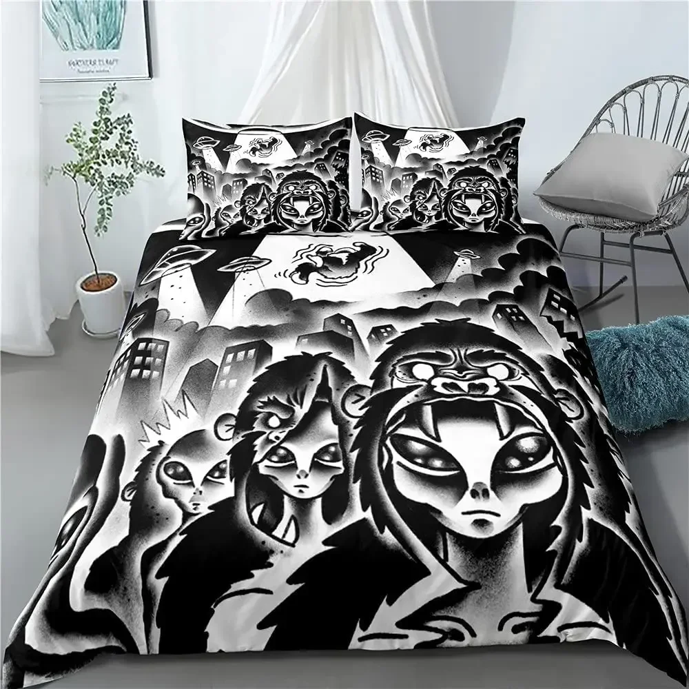 Alien UFO Duvet Cover Queen Boys Kids Supernatural Martiansal Beings From Other Planets Head of An Alien Polyester Qulit Cover
Alien UFO Duvet Cover Queen Boys Kids Supernatural Martiansal Beings From Other Planets Head of An Alien Polyester Qulit Cover