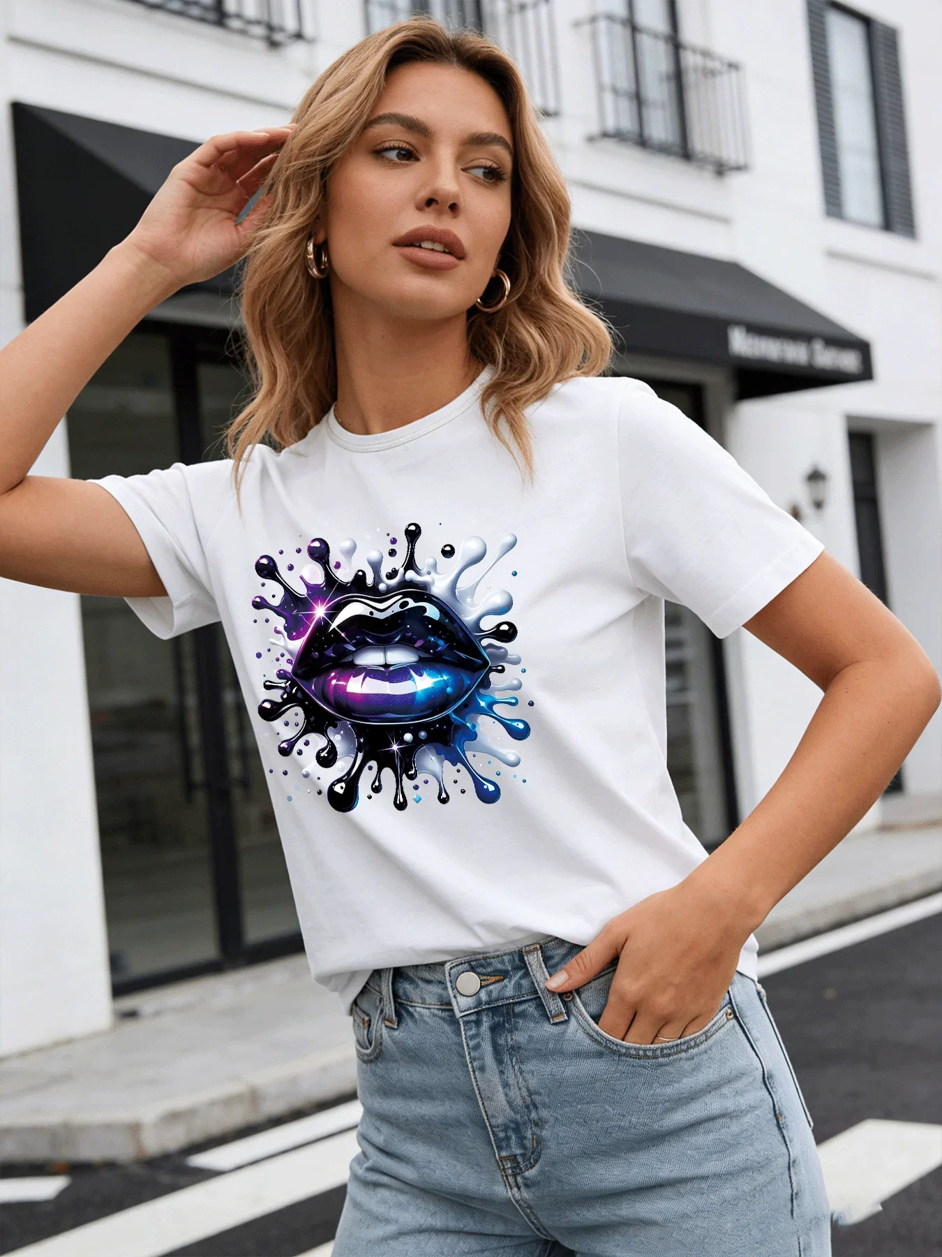2026 Spring/Summer New Women's Purple Sequined Lip Pattern T-Shirt Casual Round Neck Short Sleeve Top
2026 Spring/Summer New Women's Purple Sequined Lip Pattern T-Shirt Casual Round Neck Short Sleeve Top