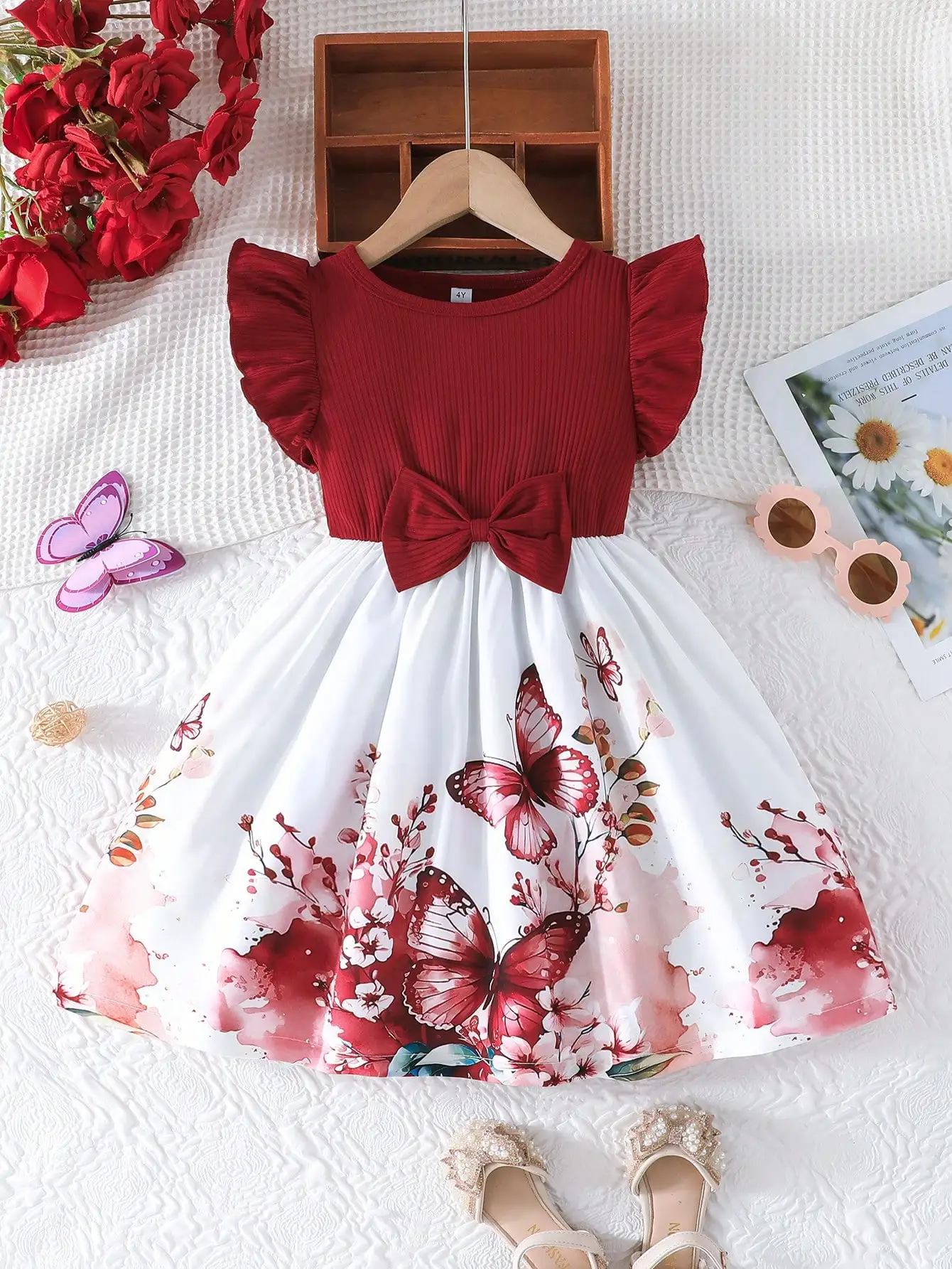 Women's Ruffled Sleeve Bow Knot Butterfly Floral Print Dress Summer
Women's Ruffled Sleeve Bow Knot Butterfly Floral Print Dress Summer