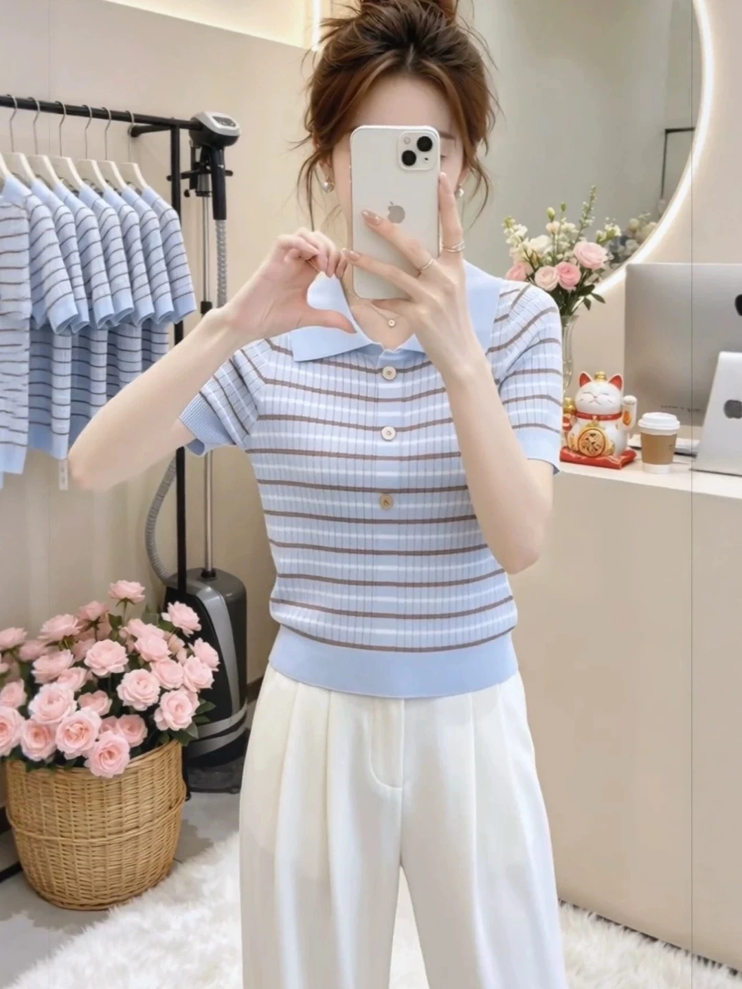 Korean Style Casual Striped Shirt Knitted Short Sleeve Women's Summer New plus Size Elegant Match Top Ladies Fashion
Korean Style Casual Striped Shirt Knitted Short Sleeve Women's Summer New plus Size Elegant Match Top Ladies Fashion