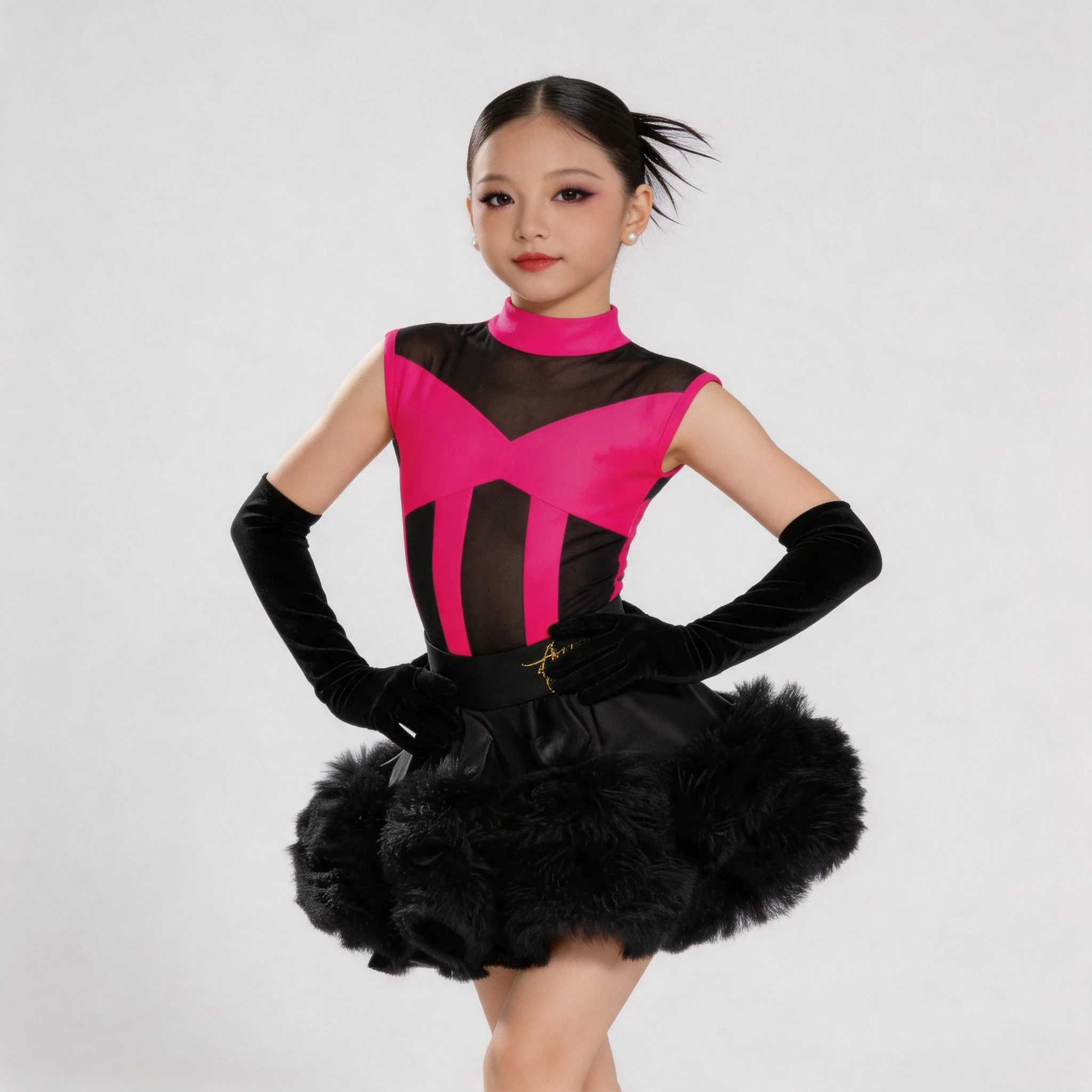 Latin Dance Outfit with Gloves Lace Hem Large Skirt for Children Girls Perform Class Split Training Costume Ballroom Dancewear
Latin Dance Outfit with Gloves Lace Hem Large Skirt for Children Girls Perform Class Split Training Costume Ballroom Dancewear