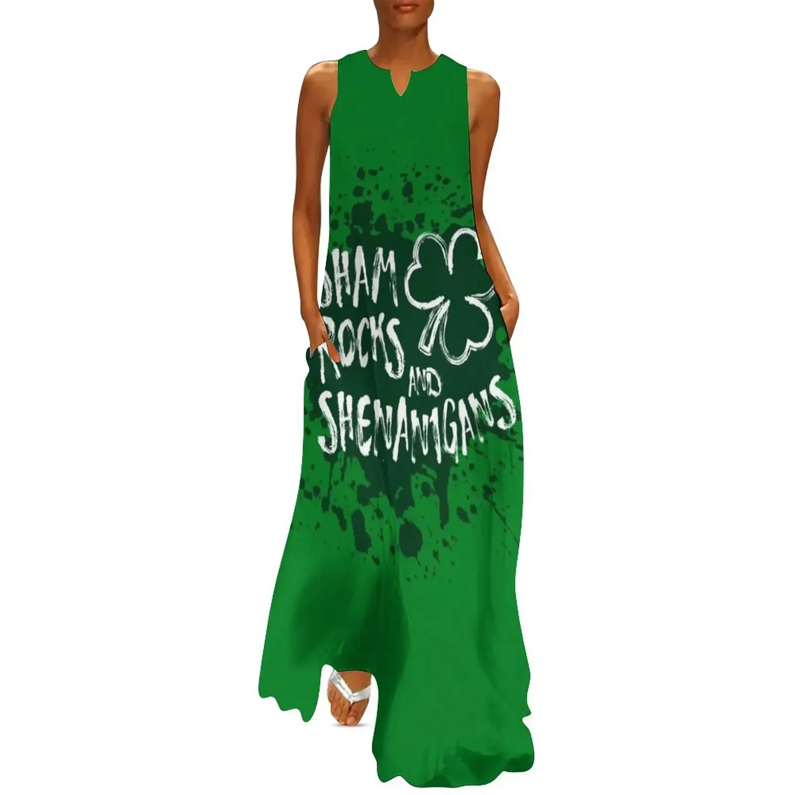 Shamrocks And Shenanigans Splat Art St. Patrick's Day Long Dress summer women's suit women dress cute dress
Shamrocks And Shenanigans Splat Art St. Patrick's Day Long Dress summer women's suit women dress cute dress