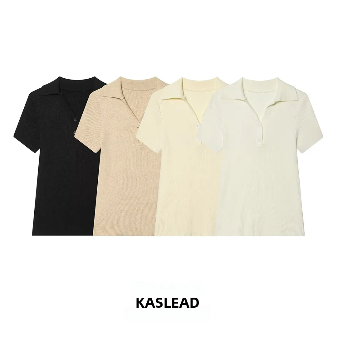 KASLEAD New Women's Fashionable Knitted Short Sleeve Collared Color Versatile Top Polyester Fiber Spring Season
KASLEAD New Women's Fashionable Knitted Short Sleeve Collared Color Versatile Top Polyester Fiber Spring Season