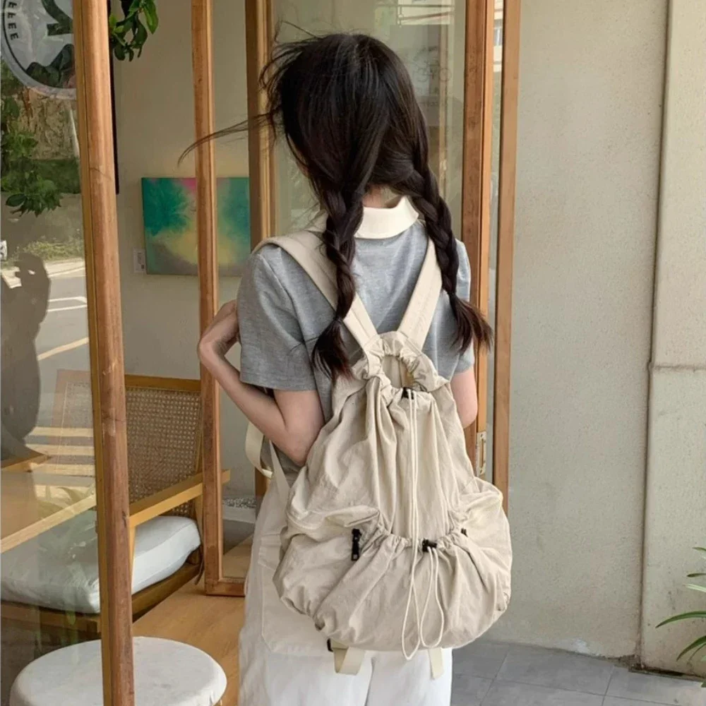 Women Casual Fashion Nylon Ruched Drawsting Backpacks Lady Backpack Light Weight Students Bag Travel Sac Large Capacity 
Women Casual Fashion Nylon Ruched Drawsting Backpacks Lady Backpack Light Weight Students Bag Travel Sac Large Capacity
