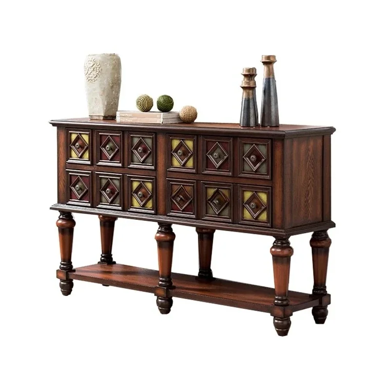 European entrance table Solid wood American long meal side End view Foyer partition drawer table
European entrance table Solid wood American long meal side End view Foyer partition drawer table