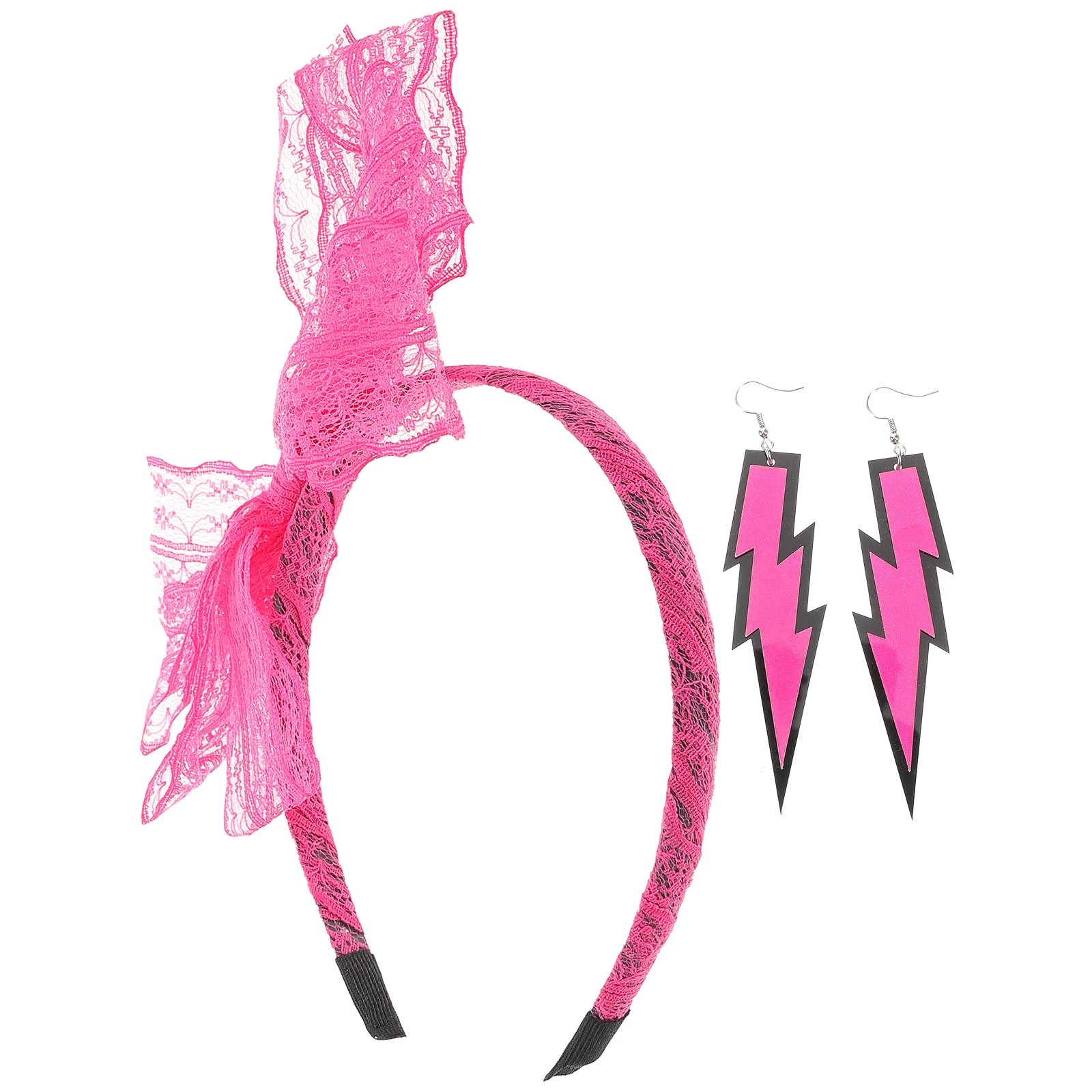 Retro Hair Accessories Set Neon Lace Bows Plastic Earrings for Women Halloween Glow Party Prom Themed Events Lightweight
Retro Hair Accessories Set Neon Lace Bows Plastic Earrings for Women Halloween Glow Party Prom Themed Events Lightweight