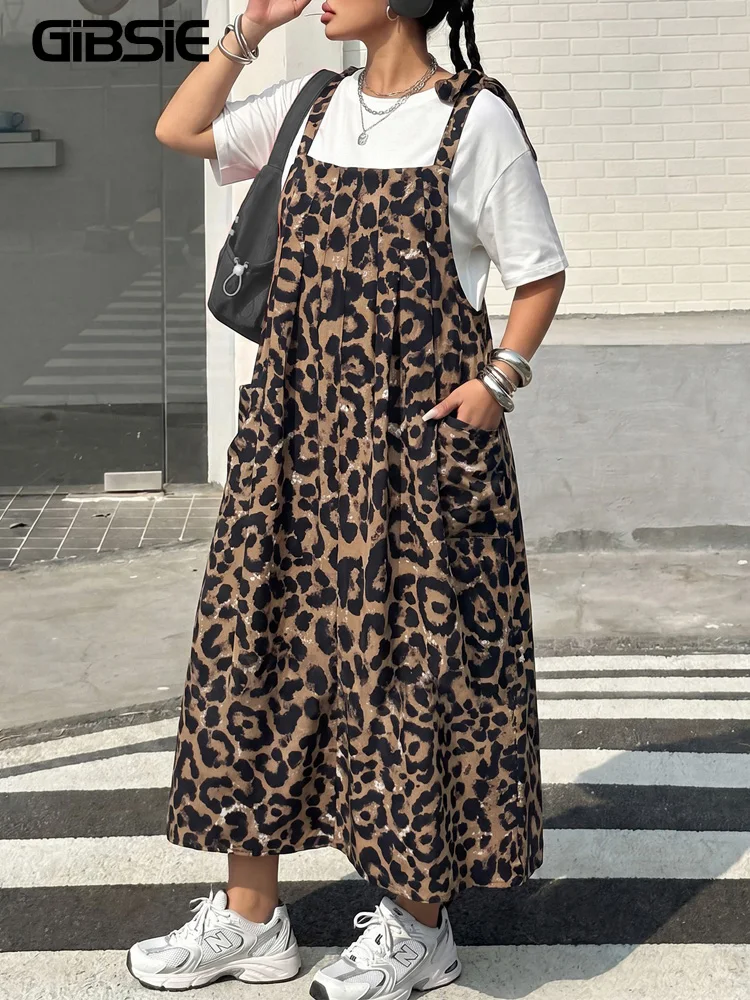 GIBSIE Plus Size Leopard Print Tie Shoulder Loose Dress Women Summer Retro Sleeveless Casual Vacation Pocket Long Dresses 2026
GIBSIE Plus Size Leopard Print Tie Shoulder Loose Dress Women Summer Retro Sleeveless Casual Vacation Pocket Long Dresses 2026