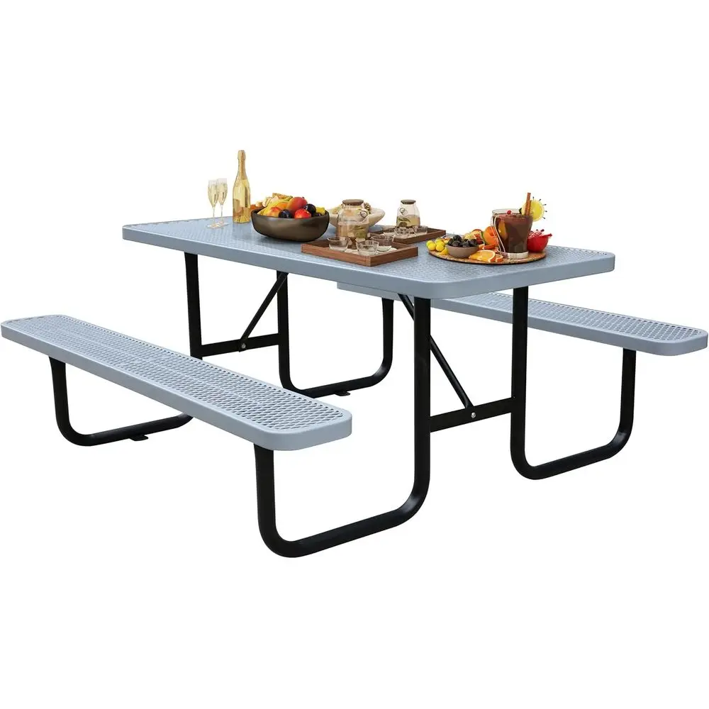 Heavy-Duty Outdoor Metal Picnic Table Set with Umbrella Hole, Grey
Heavy-Duty Outdoor Metal Picnic Table Set with Umbrella Hole, Grey