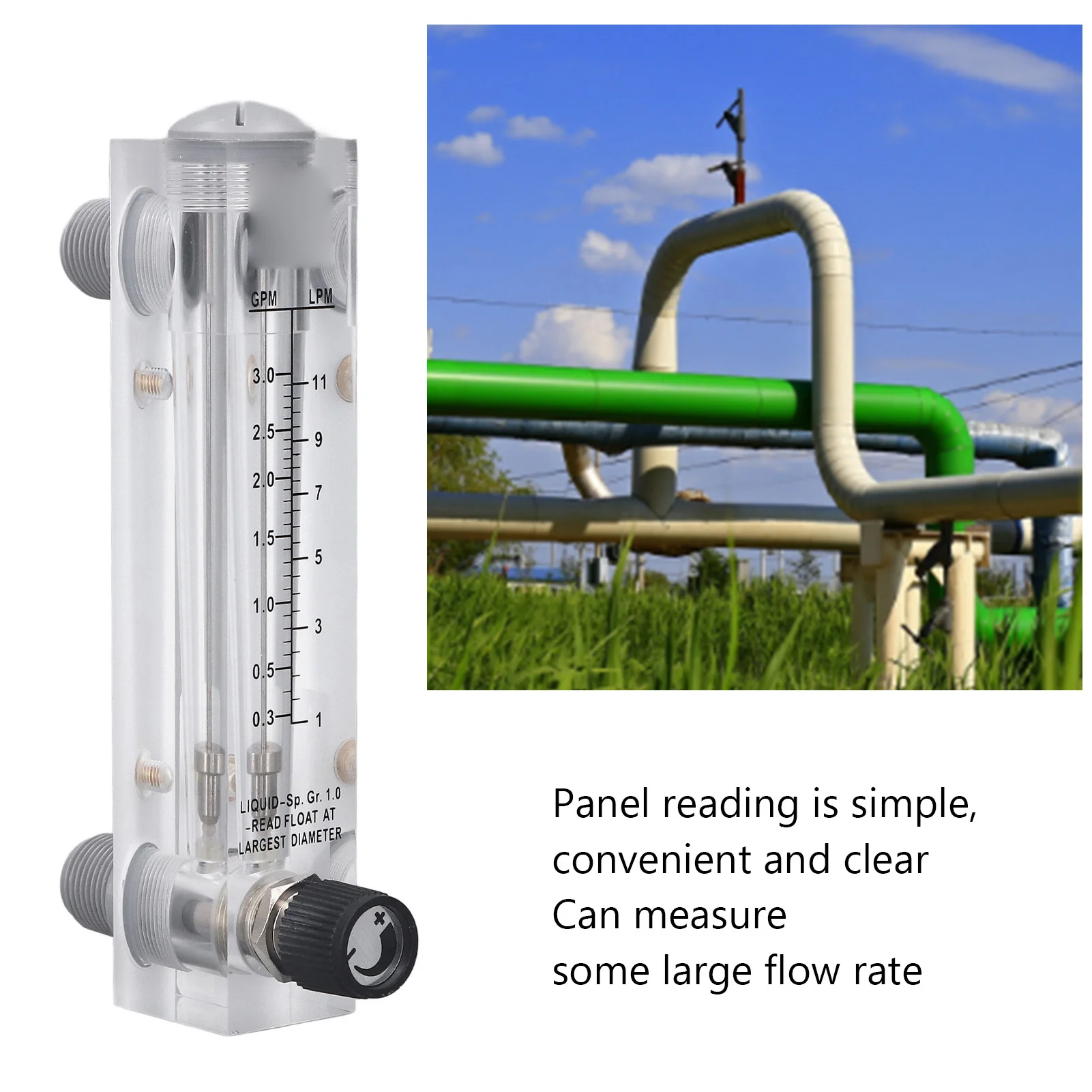 Flowmeter Liquid Flowmeter Acrylic Transparent Adjustable Panel Mount Type Water Meter 0.3‑3GPM Liquid Flowmeter
Flowmeter Liquid Flowmeter Acrylic Transparent Adjustable Panel Mount Type Water Meter 0.3‑3GPM Liquid Flowmeter