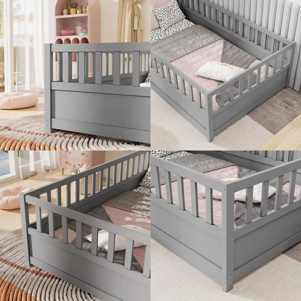 Gray Twin Size Loft Bed with High Sides and Door, Wooden Bunk Beds for Kids, Suitable for Girls and Boys
Gray Twin Size Loft Bed with High Sides and Door, Wooden Bunk Beds for Kids, Suitable for Girls and Boys
