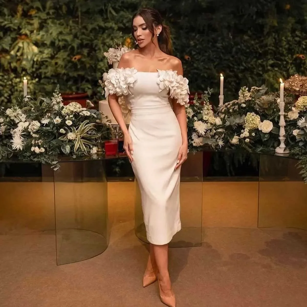 Elegant Slim Evening Dresses Handmade Flowers Cap Sleeves Women Straight Short Prom Gowns Custom Made For Wedding Party Dress
Elegant Slim Evening Dresses Handmade Flowers Cap Sleeves Women Straight Short Prom Gowns Custom Made For Wedding Party Dress