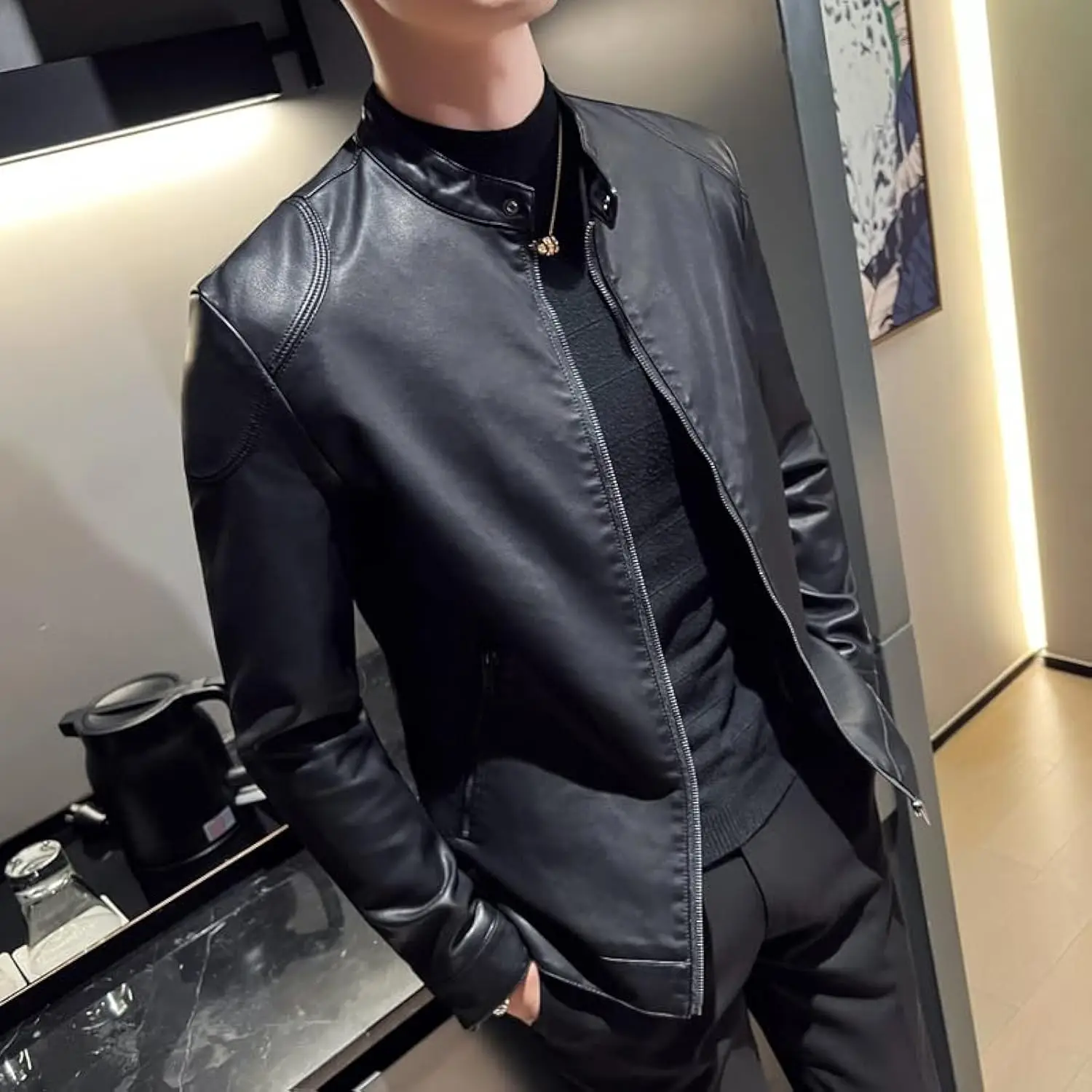 Mens Handsome Top Clothing Causal Leather Jacket Spring Autumn Leather Coat Men Slim Turn Down Collar Motorcycle Leather Jacket
Mens Handsome Top Clothing Causal Leather Jacket Spring Autumn Leather Coat Men Slim Turn Down Collar Motorcycle Leather Jacket