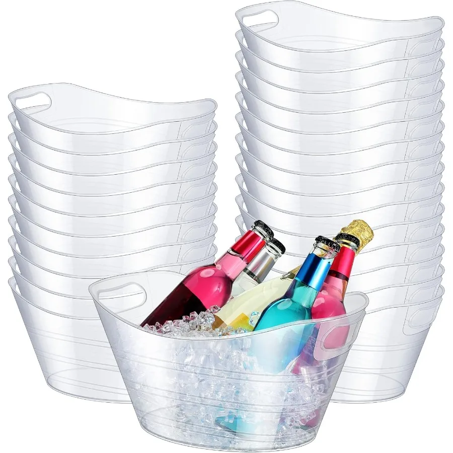 24 Pcs Oval Storage Tub with Handles 4.5L Plastic Ice Bucket Wine Beer Champagne Drink Cooler for Parties Beverage Storage Bask
24 Pcs Oval Storage Tub with Handles 4.5L Plastic Ice Bucket Wine Beer Champagne Drink Cooler for Parties Beverage Storage Bask