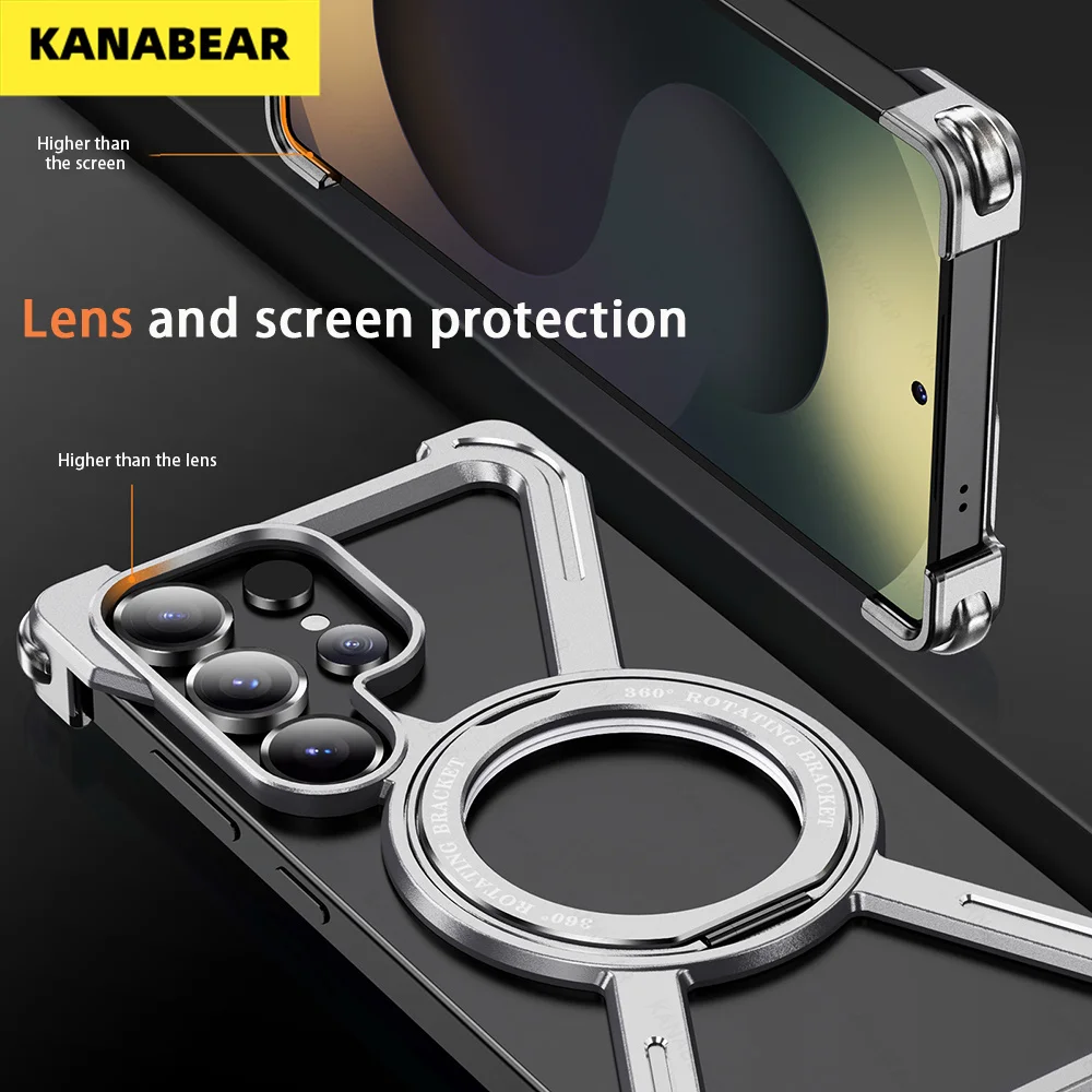 Phone Case for Samsung Galaxy S25 S24 Ultra with Magsafe Magnetic Ring Stand 360°Rotating Frameless Metal Shockproof Cover
Phone Case for Samsung Galaxy S25 S24 Ultra with Magsafe Magnetic Ring Stand 360°Rotating Frameless Metal Shockproof Cover