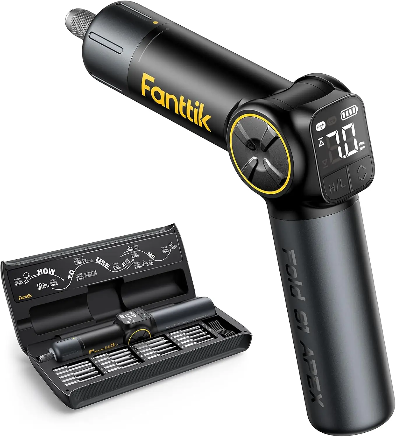 Electric Screwdriver, Pivot Handle, 7N.m High Torque, 2 Speeds, 1/4" Hex, Screen Display, 2500mAh, USB-C, LED Light for DIY
Electric Screwdriver, Pivot Handle, 7N.m High Torque, 2 Speeds, 1/4" Hex, Screen Display, 2500mAh, USB-C, LED Light for DIY
