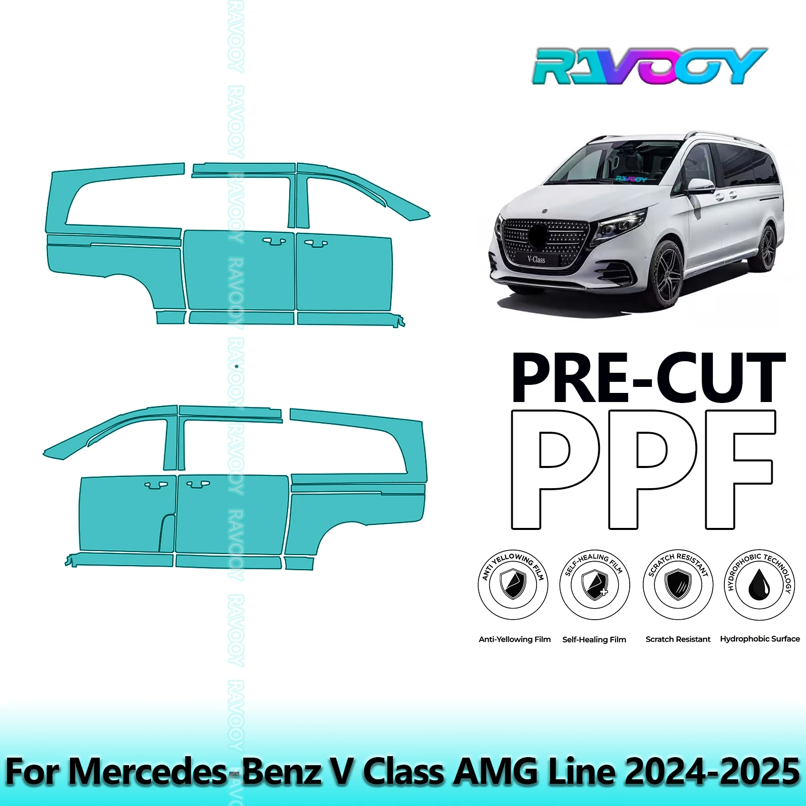 For Mercedes-Benz V Class AMG Line 2024-2025 8.5mil Clear Matte Pre-Cut PPF Door & A/B Pillar Kit TPU Paint Protection Film Set
For Mercedes-Benz V Class AMG Line 2024-2025 8.5mil Clear Matte Pre-Cut PPF Door & A/B Pillar Kit TPU Paint Protection Film Set