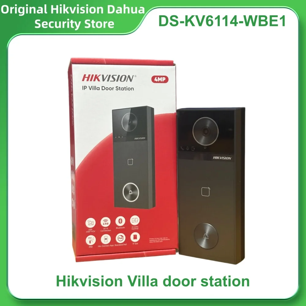 Hikvision DS-KV6114-WBE1 DS-KV6114-MWBE1 4MP Villa Door Station WiFi6 PoE IP65 150° IR Two-Way Audio Card Bluetooth Unlock Doors
Hikvision DS-KV6114-WBE1 DS-KV6114-MWBE1 4MP Villa Door Station WiFi6 PoE IP65 150° IR Two-Way Audio Card Bluetooth Unlock Doors