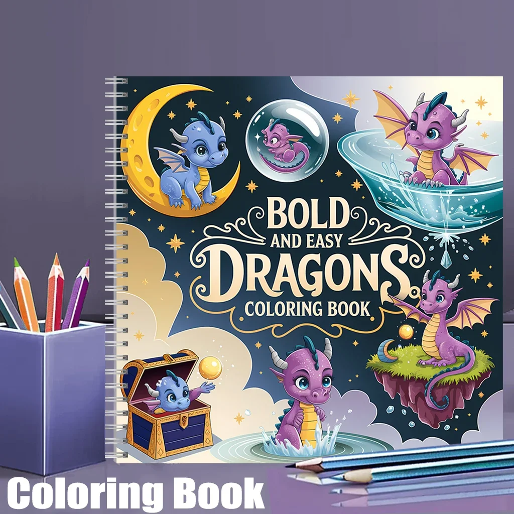 Книга-раскраска Easy Dragons для взрослых, подарок на день рождения, принадлежности для школы, милая книга для рисования для взрослых
Книга-раскраска Easy Dragons для взрослых, подарок на день рождения, принадлежности для школы, милая книга для рисования для взрослых