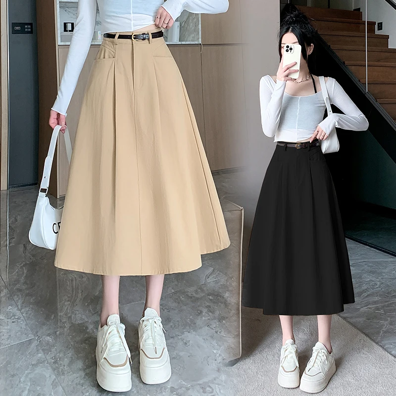 GAODINGLAN Vintage Niche Women High Waist A-line Skirt Elegant Simple Solid Long Skirts Female Loose Hemline Casual Skirt Korean
GAODINGLAN Vintage Niche Women High Waist A-line Skirt Elegant Simple Solid Long Skirts Female Loose Hemline Casual Skirt Korean
