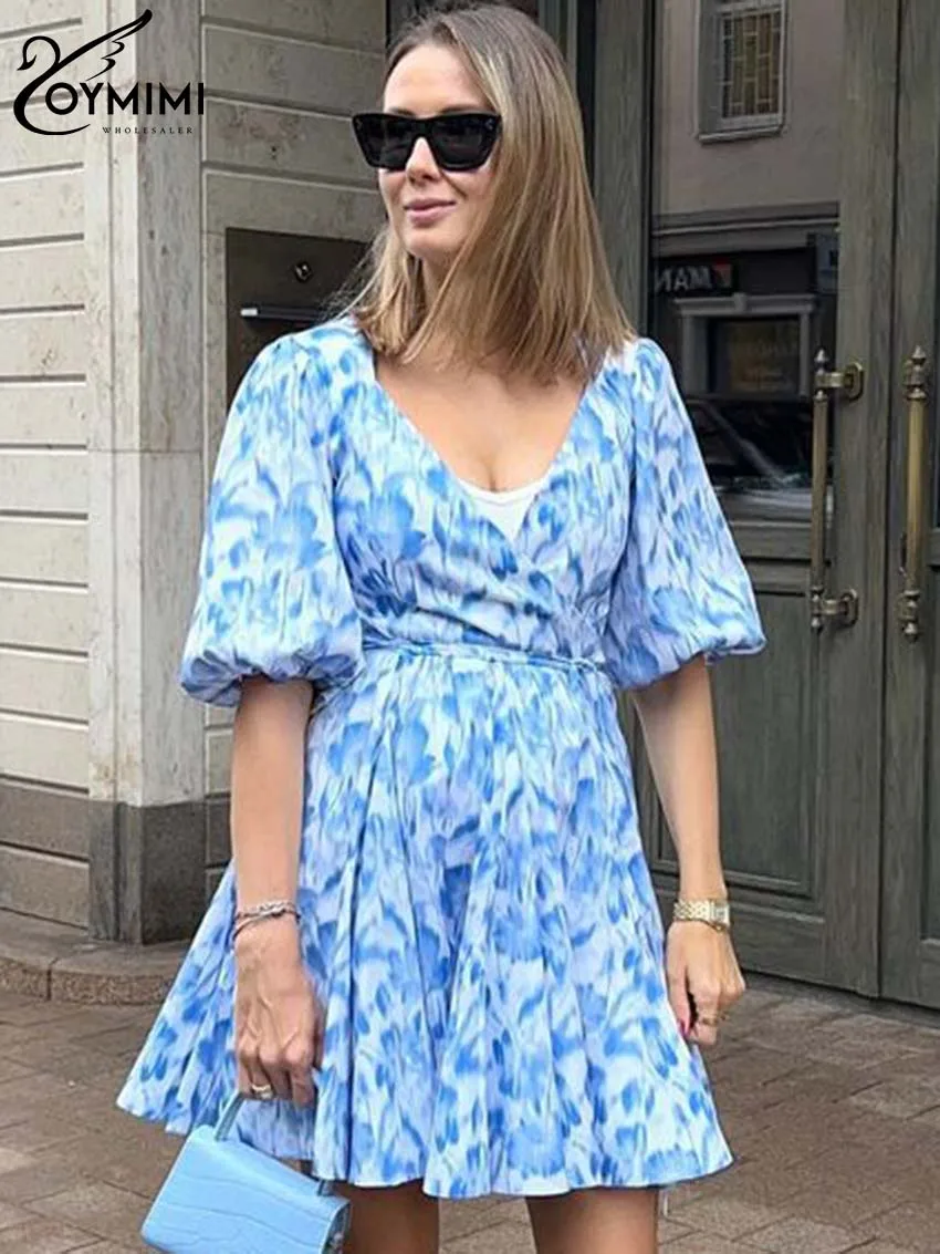 Oymimi Casual Blue Print Dresses 2024 Women Fashion V-Neck Half Sleeve Lace-Up Dresses Elegant Pleated Mini Dress Female Clothes
Oymimi Casual Blue Print Dresses 2024 Women Fashion V-Neck Half Sleeve Lace-Up Dresses Elegant Pleated Mini Dress Female Clothes