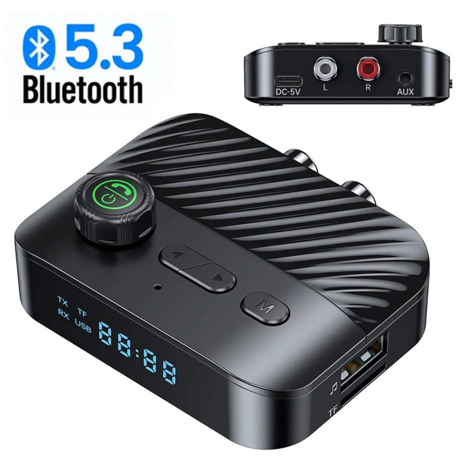 Bluetooth 5.3 Audio Receiver Transmitter RCA/AUX/TF Card/U Disk Wireless Audio Adapter for Headphones/Speakers/TV/PC /Car
Bluetooth 5.3 Audio Receiver Transmitter RCA/AUX/TF Card/U Disk Wireless Audio Adapter for Headphones/Speakers/TV/PC /Car