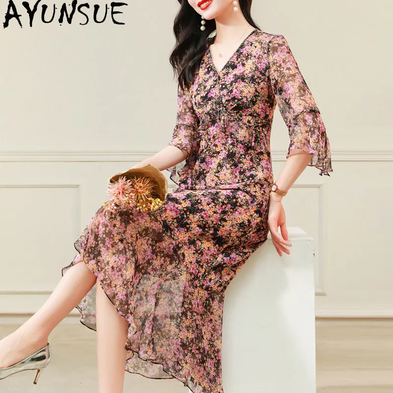 AYUNSUE 100% Real Mulberry Silk Beach Dress Women Clothes Print Elegant Womens Dresses Fashion Summer Dress Vestidos De Mujer
AYUNSUE 100% Real Mulberry Silk Beach Dress Women Clothes Print Elegant Womens Dresses Fashion Summer Dress Vestidos De Mujer