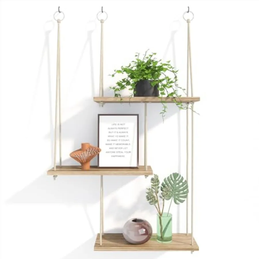 Hanging Plant Shelves for Wall, 3 Tier Boho Wall Decor Plant Rack Floating Shelves Rope Rustic Wood Organizer Storage Hanger fo
Hanging Plant Shelves for Wall, 3 Tier Boho Wall Decor Plant Rack Floating Shelves Rope Rustic Wood Organizer Storage Hanger fo