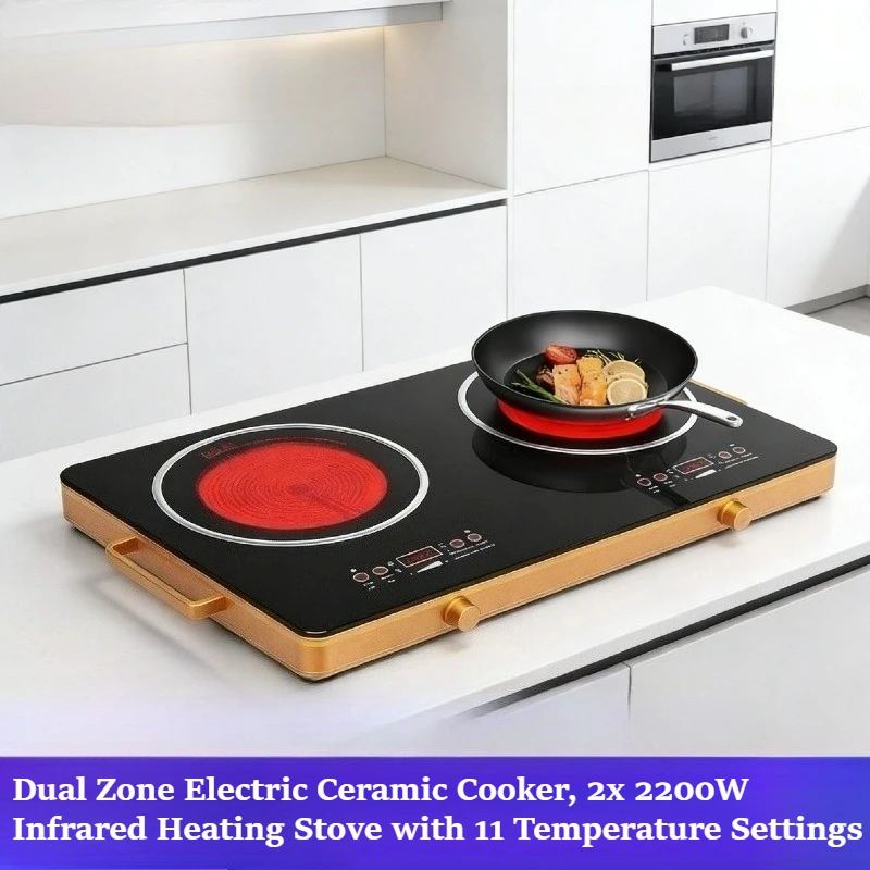Double Burners Electric Ceramic Cooktop, 11 Power Levels Dual Infrared Stove with Independent Control
Double Burners Electric Ceramic Cooktop, 11 Power Levels Dual Infrared Stove with Independent Control