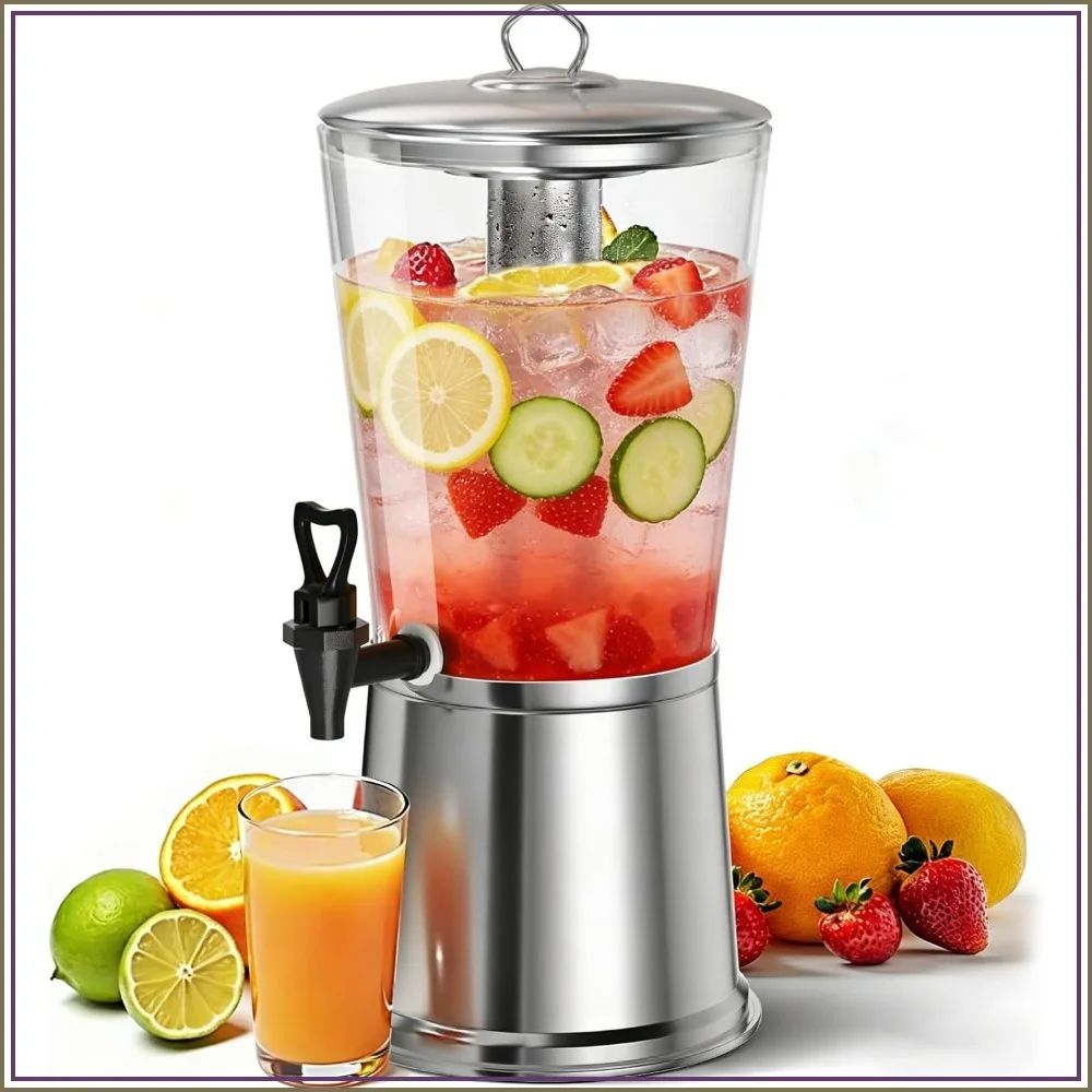 2-Gallon Drink Dispenser with Stand, Stainless Steel Ice Core, Leak-Proof Spigot, Clear PC, for Parties & Events
2-Gallon Drink Dispenser with Stand, Stainless Steel Ice Core, Leak-Proof Spigot, Clear PC, for Parties & Events