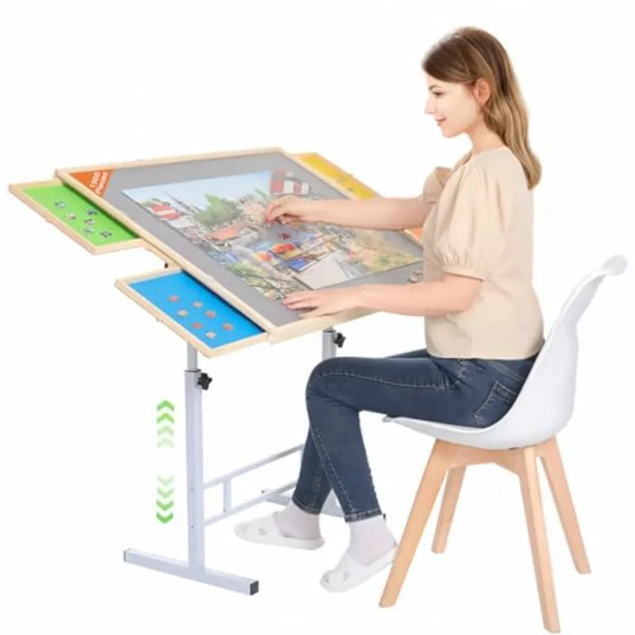 1500 Pieces Puzzle Table with Drawers, with Legs and Cover Adjustable Height and Tilting Jigsaw Puzzle Board Table Folding Puzz
1500 Pieces Puzzle Table with Drawers, with Legs and Cover Adjustable Height and Tilting Jigsaw Puzzle Board Table Folding Puzz