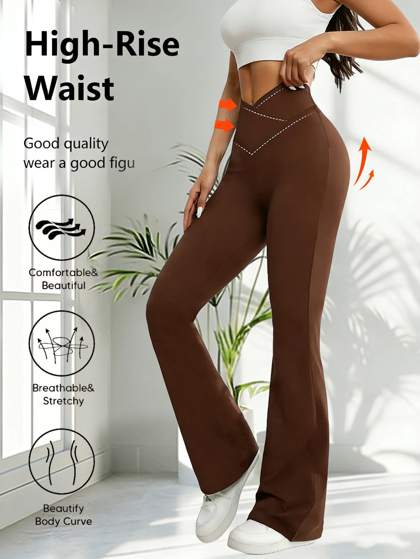 Женские расклешенные широкие брюки, элегантные весенние модные брюки стандартного размера, хит продаж, коричневые летние эластичные повседневные брюки с v-образным вырезом
Женские расклешенные широкие брюки, элегантные весенние модные брюки стандартного размера, хит продаж, коричневые летние эластичные повседневные брюки с v-образным вырезом