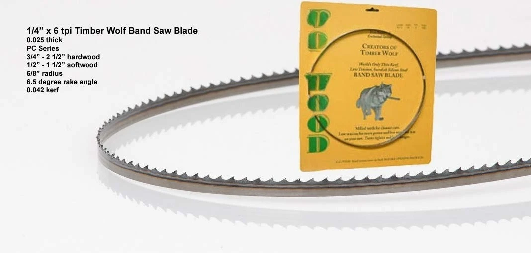 Timber Wolf Band Saw Blade, 125" x 1/4", 6 TPI Wood Cutting Bandsaw Blade
Timber Wolf Band Saw Blade, 125" x 1/4", 6 TPI Wood Cutting Bandsaw Blade